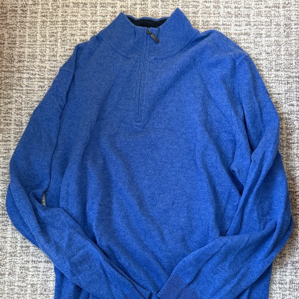 Men's Cashmere Club Room Luxury Blue Cashmere Half-Zip Sweater